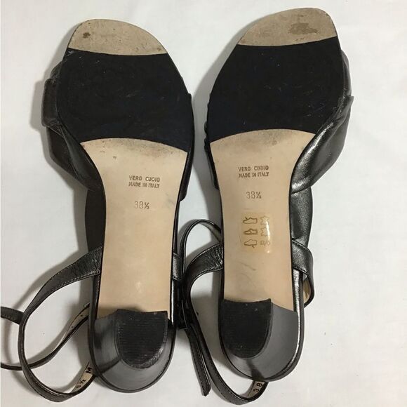 Taryn Rose Leather Knot Ankle Strap Heel Sandal Size 38 1/2 - Picture 5 of 11